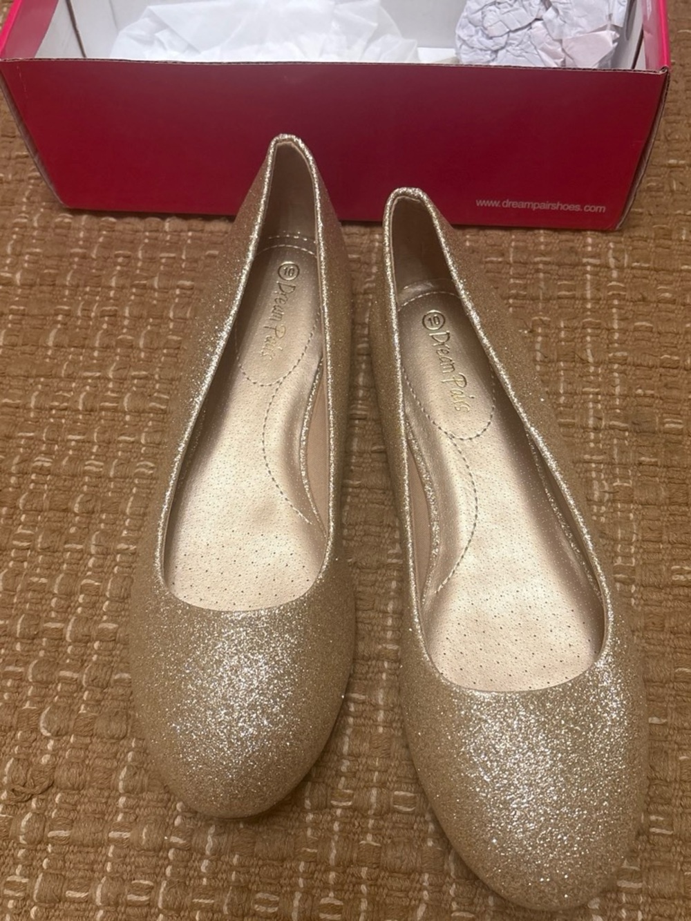 Dream Pairs Sparkle Gold Ballet Flats